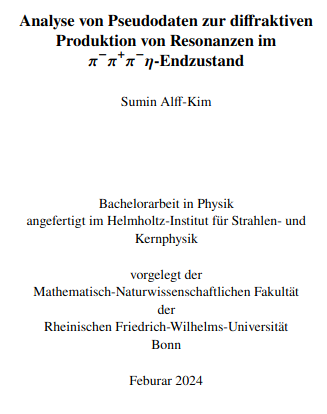 Analyse von Pseudodaten zur diffraktiven Produktion von Resonanzen im  𝝅−𝝅+𝝅−𝜼- Endzustand