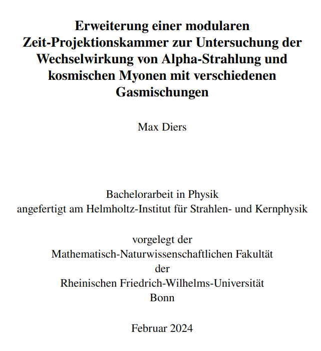 Erweiterung einer modularen Zeit-Projektionskammer zur Untersuchung der Wechselwirkung von Alpha-Strahlung und kosmischen Myonen mit verschiedenen Gasmischungen